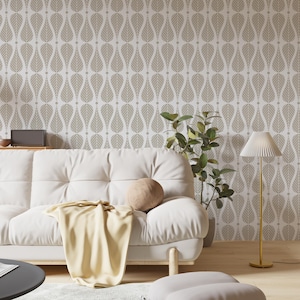 Beige Botanical Wallpaper – Neutral Leaf Peel and Stick Wall Mural, Removable Modern Wallpaper for Living Room, DIY Accent Wall Decor
