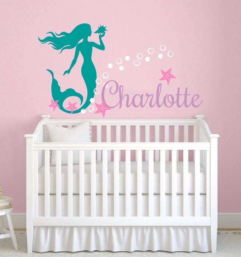 Mermaid Wall Decal Name Personalized Girls Name Custom Nursery Etsy