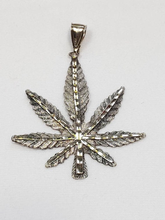 Cannabis Leaf 925 Sterling Silver Necklace Pendant