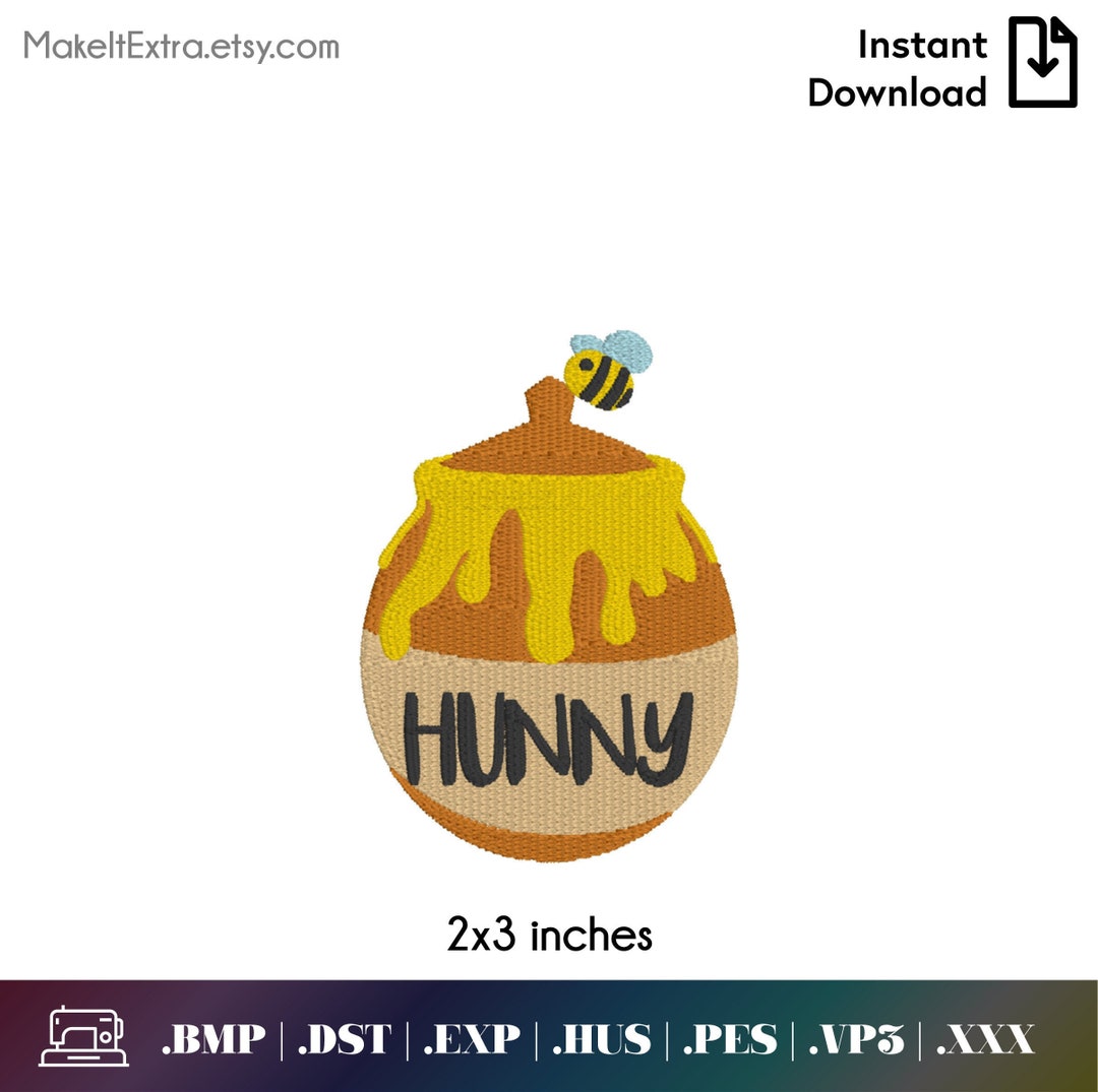 Honey Bee Honey Pot 2x3 Inch Machine Embroidery Design Digital Etsy