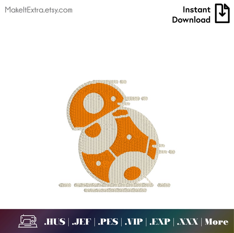 Embroidery Designs Orange Droid 2x2 Inch Machine Embroidery Design Digital File Pattern Machine Embroidery Design Instant Download