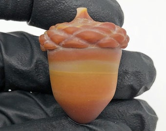 Small Heady Hand Carved Borosilicate Glass Acorn Figurine