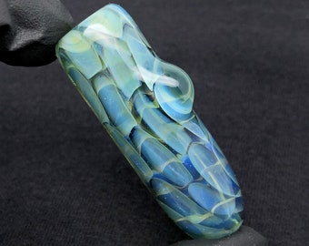 Small Thick Heady Dragon Scale Honeycomb Glass Chillum Pipe One Hitter//Discreet Pocket Travel Pipe