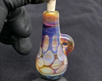 Small cosmic apothecary magic potion bottle or stash jar with sparkling honeycomb