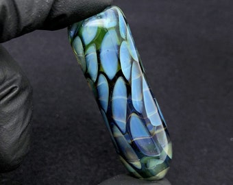 Small Thick Heady Glittering Sparkle Dragon Scale Honeycomb Glass Chillum Pipe//Discreet Pocket Travel Pipe