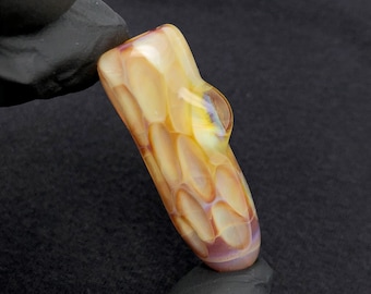 SMALL  Thick Heady Dragon Scale Honeycomb Glass Chillum Pipe One Hitter//Discreet Pocket Travel Pipe