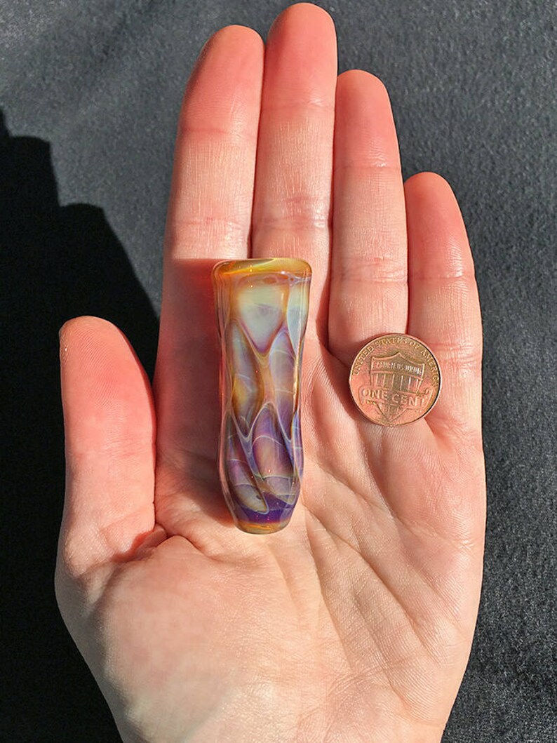 Totem of Shifting Realities Thick Heady Colorful Discreet Handblown Honeycomb Glass Chillum Pipe Glass Chillum Pocket Pipe