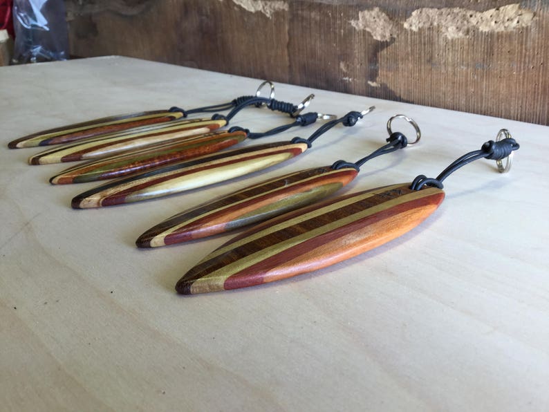 Larger Wooden Surfboard Key Chains Hardwood Surfboard Key Etsy