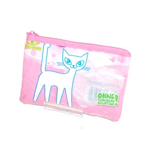 trousse upcycling "S" chat rose