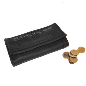 Cartera, monedero, Schwalbe reciclado a partir de cámara de bicicleta y hule con aspecto de lino azul con compartimento con cremallera