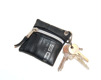 Upcycling mini bag as keyring, coin bag, bicycle tube recycling