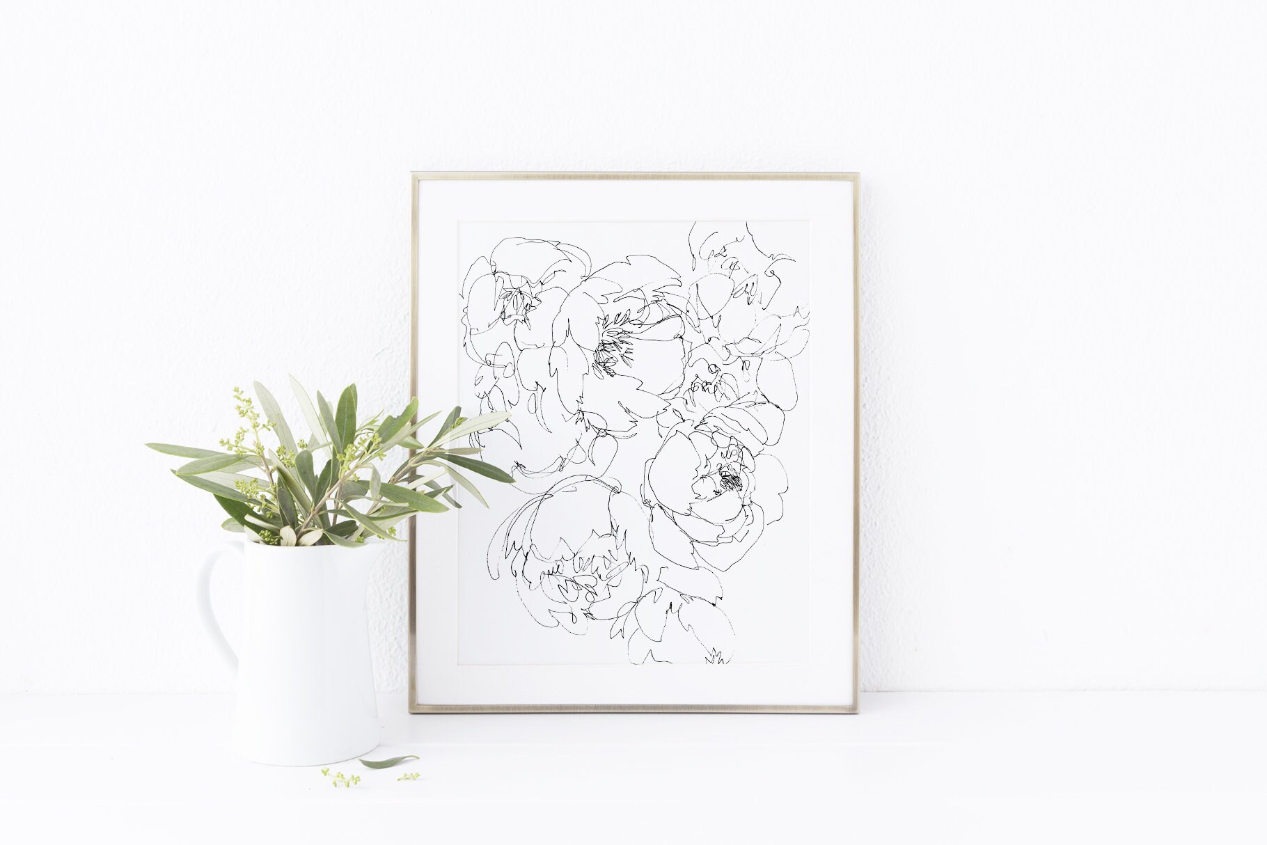 Hand Drawn Peonies Printable Art - Etsy