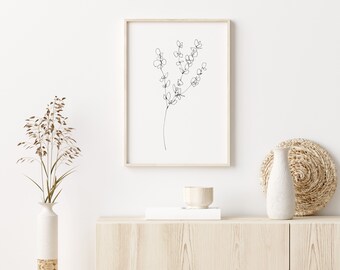 Minimalist style printable line art, minimal design artwork, simple line art, plant artwork, botanical drawing, pen drawing, minimal decor