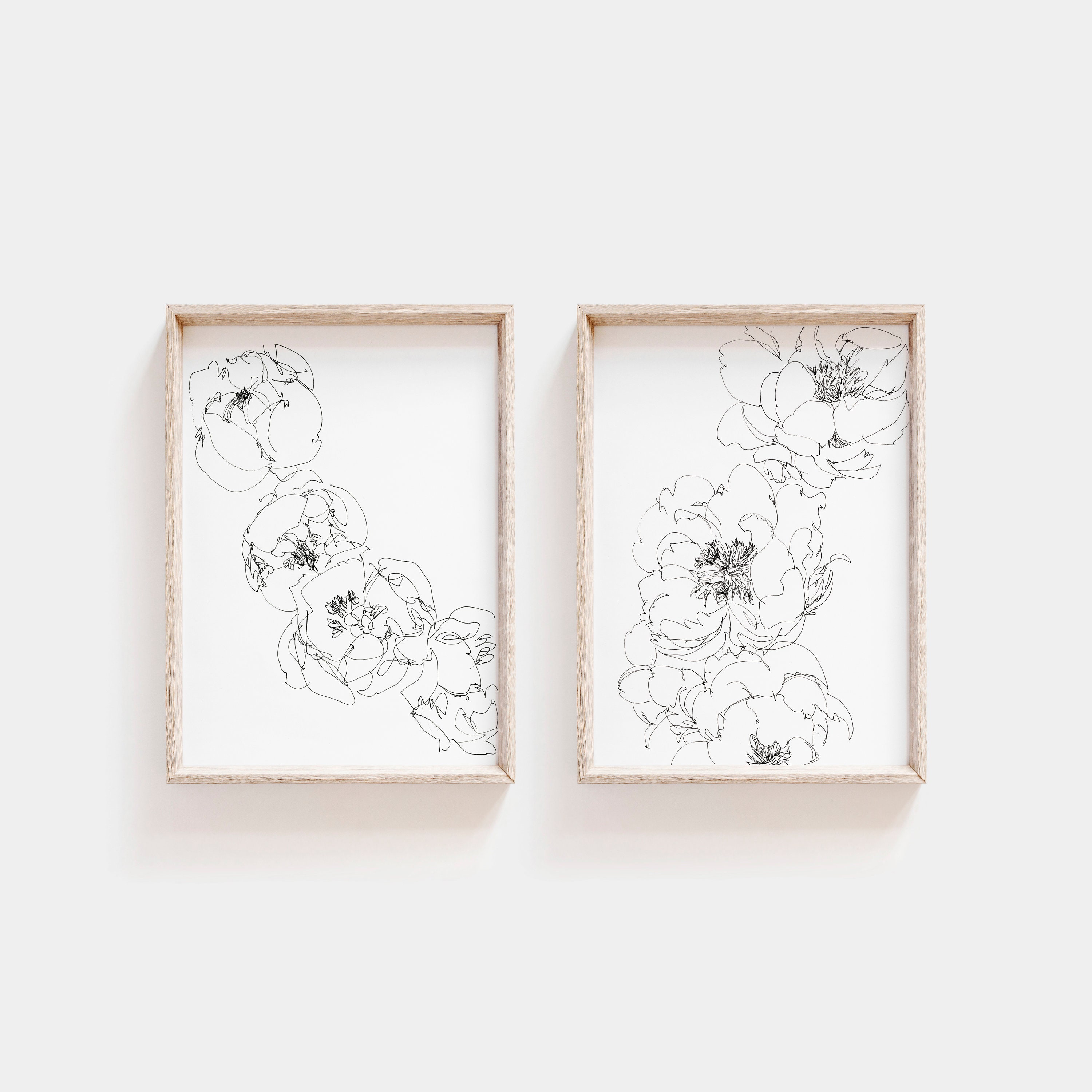 Printable Hand Drawn Peonies, Printable Artwork, Wall Decoration ...