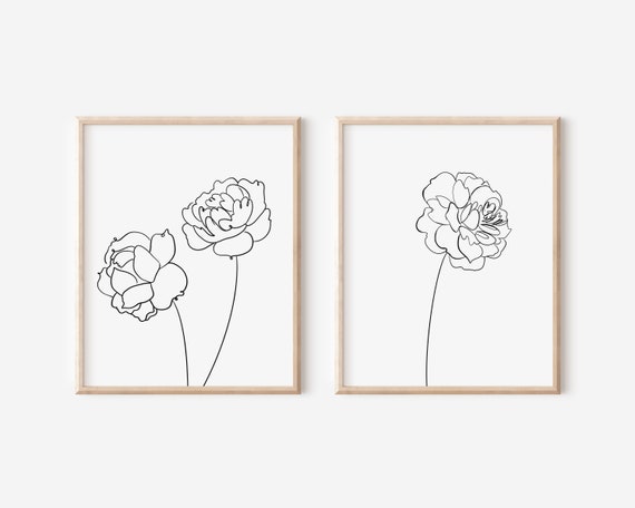 Minimalism Style Printable Art Line Art Botanical Line - Etsy