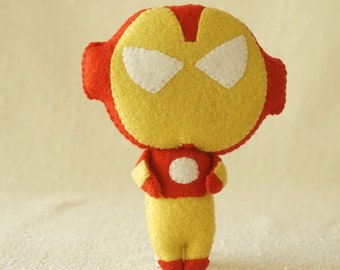 Felt Ironman Doll, Wool Felt Superhero Doll, Felt Art Doll, Handmade Collectible Doll, Plush Toy,  Gift for Kids *Ready to Ship