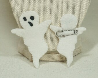 Wool Felt Ghost Brooch Pin Halloween *Ready to ship