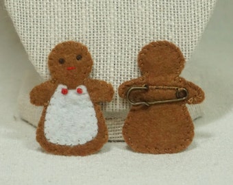 Gingerbread Girl Minis, Barrette, Pin, Magnet, Napkin Ring, Paper Clip, Velcro, Charm - Wool Felt *Ready to Ship