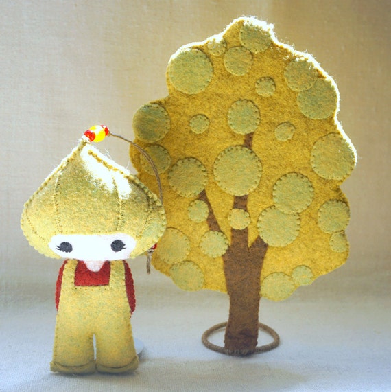 Felt Birch Doll Ornament #2 Embroidered Wool Felt Art Doll Nature Inspired Handmade Ornament *Ready to Ship