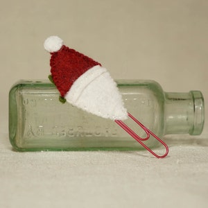 Christmas Santa Book Marker, Santa Red Paper Clip, Wool Felt Christmas Decoration Ready to ship image 3