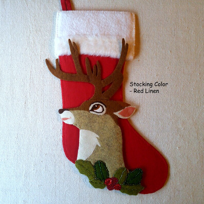 Buck Deer Christmas Stocking Personalized 18 Beaded Etsy