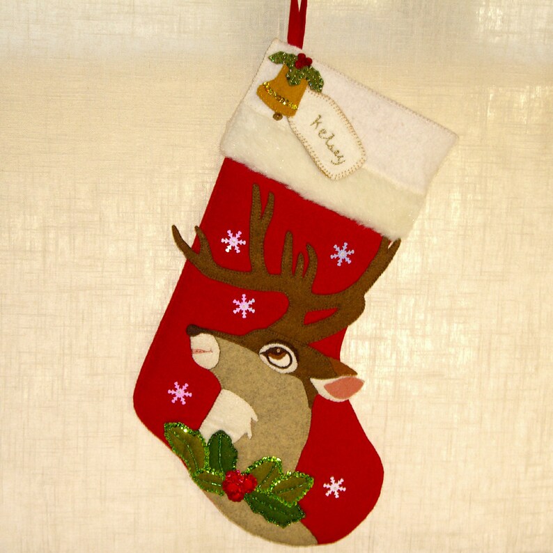 Buck Deer Christmas Stocking Personalized 18 Beaded Etsy