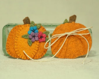 Felt Pumpkin Single Napkin Ring, Wool Felt Halloween Pumpkin Napkin Holder, Thanksgiving Pumpkin Napkin Ring *Ready to Ship