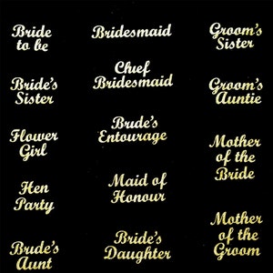 wedding bridesmaid transfer iron on t shirt hen party gold glitter patch letters decal