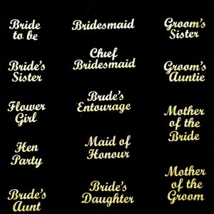 wedding bridesmaid transfer iron on t shirt hen party gold glitter patch letters decal image 1