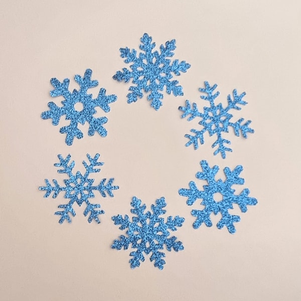 MID BLUE ice frozen glitter snowflake fabric iron on tshirt transfer patch 2 inch vinyl hotfix htv applique patch decal christmas stocking