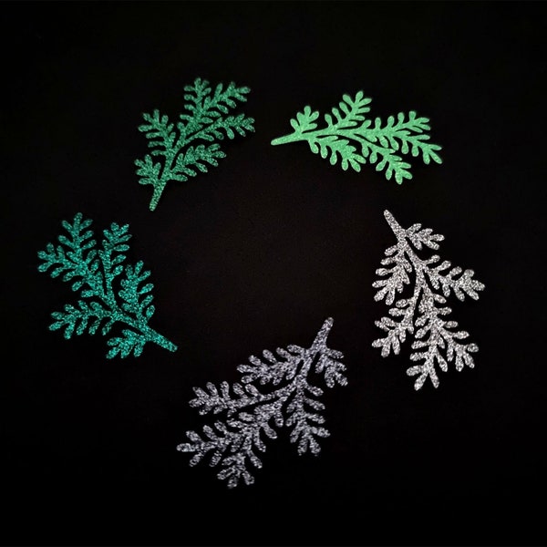 Green wreath leaf glitter fabric iron on tshirt transfer patch 2inch vinyl hotfix applique patch decal christmas foliage stocking decoration