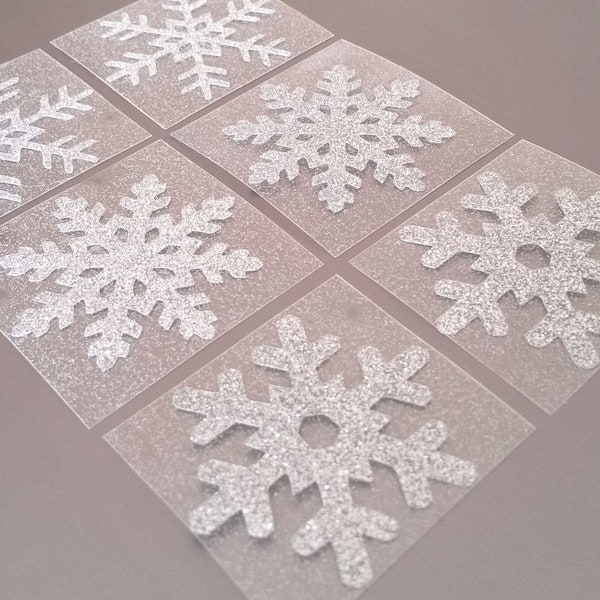 silver glitter frozen snowflake fabric iron on tshirt transfer patch 2 inch vinyl hotfix htv applique patch decal Christmas decoration