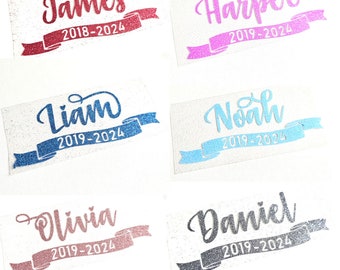 School leavers GRADUATION class of 2024 iron on personalise name text heat transfer patch banner scroll DIY vinyl shirt