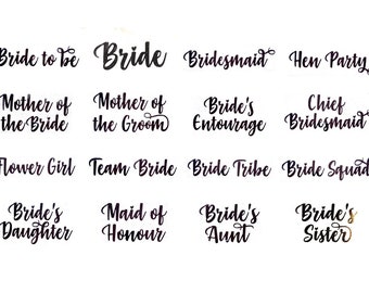 wedding bridesmaid heat transfer iron on t shirt hen party BLACK GLITTER patch letters decal vinyl DIY hen party htv