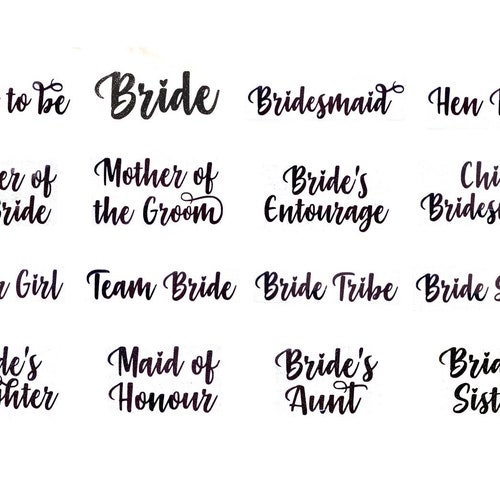 Bridesmaid Iron on Wedding Decal Transfer Glitter Vinyl Etsy