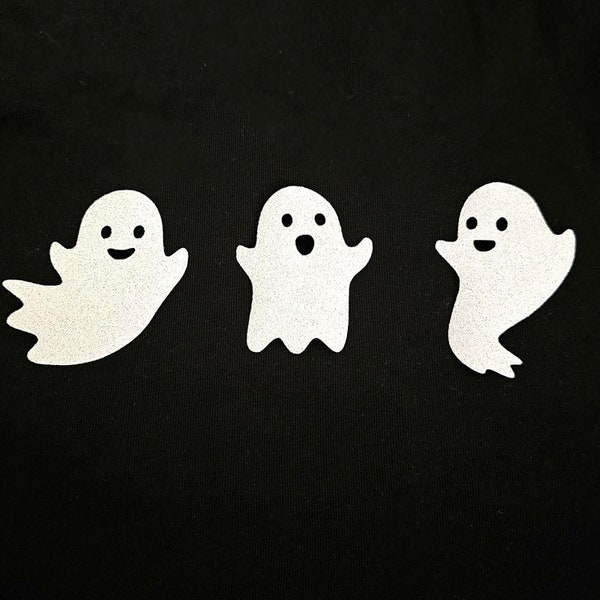 Halloween Ghost iron on HTV glitter transfer patch decal applique for kids baby costume decoration sweater tshirt