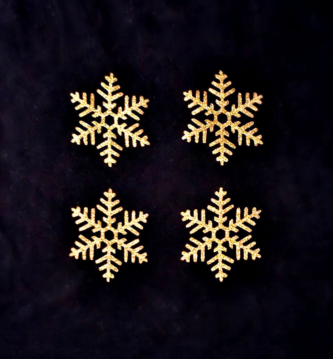 GOLD Glitter Frozen Snowflake Fabric Iron on Tshirt Transfer Patch 2 ...