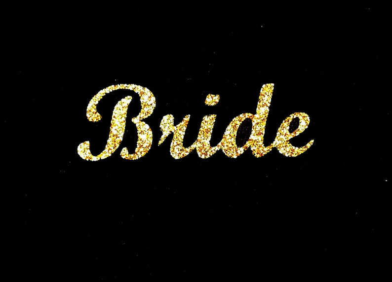wedding bridesmaid transfer iron on t shirt hen party gold glitter patch letters decal image 3