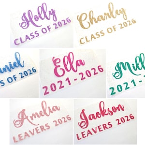 Custom Iron on School leavers GRADUATION class of 2026 personalise t shirt transfer name text heat patch HTV decal vinyl for tops shirts DIY