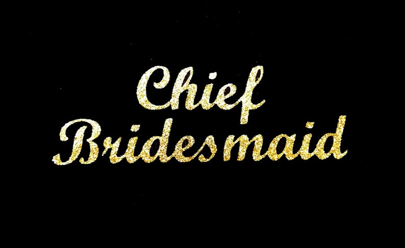 wedding bridesmaid transfer iron on t shirt hen party gold glitter patch letters decal image 5