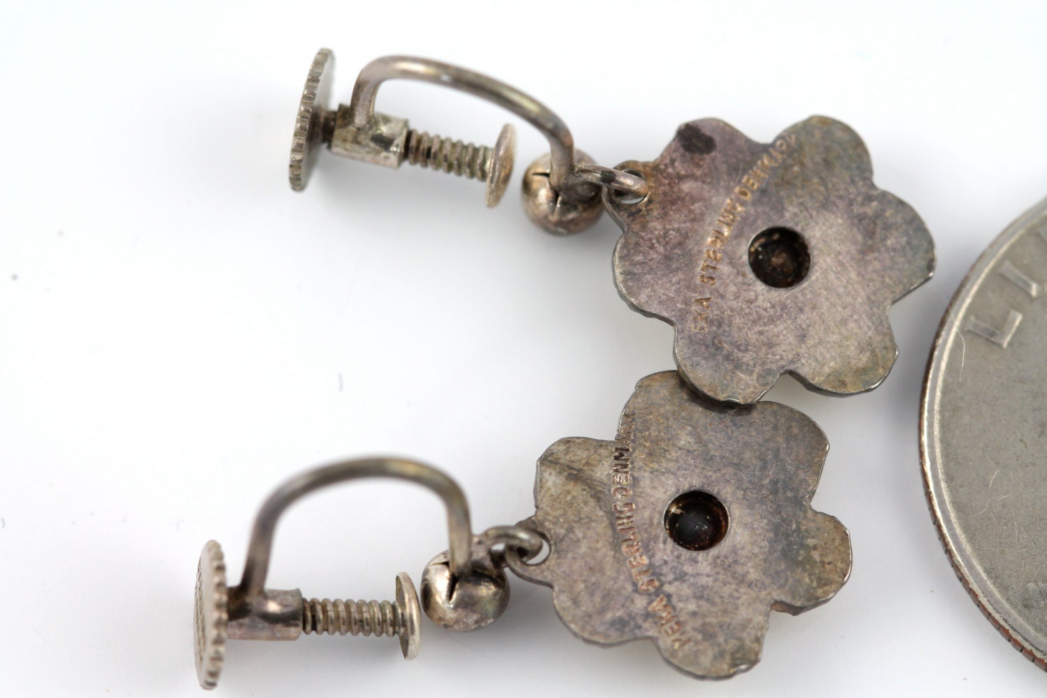 Danish MEKA Denmark Flower Earrings 925S Sterling Etsy