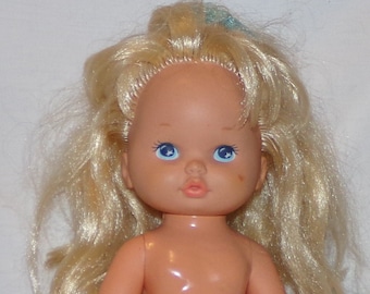 Mattel 1988 Lil Miss Magic Hair Doll Vtg 12" Corazón en Mejilla Rubia.