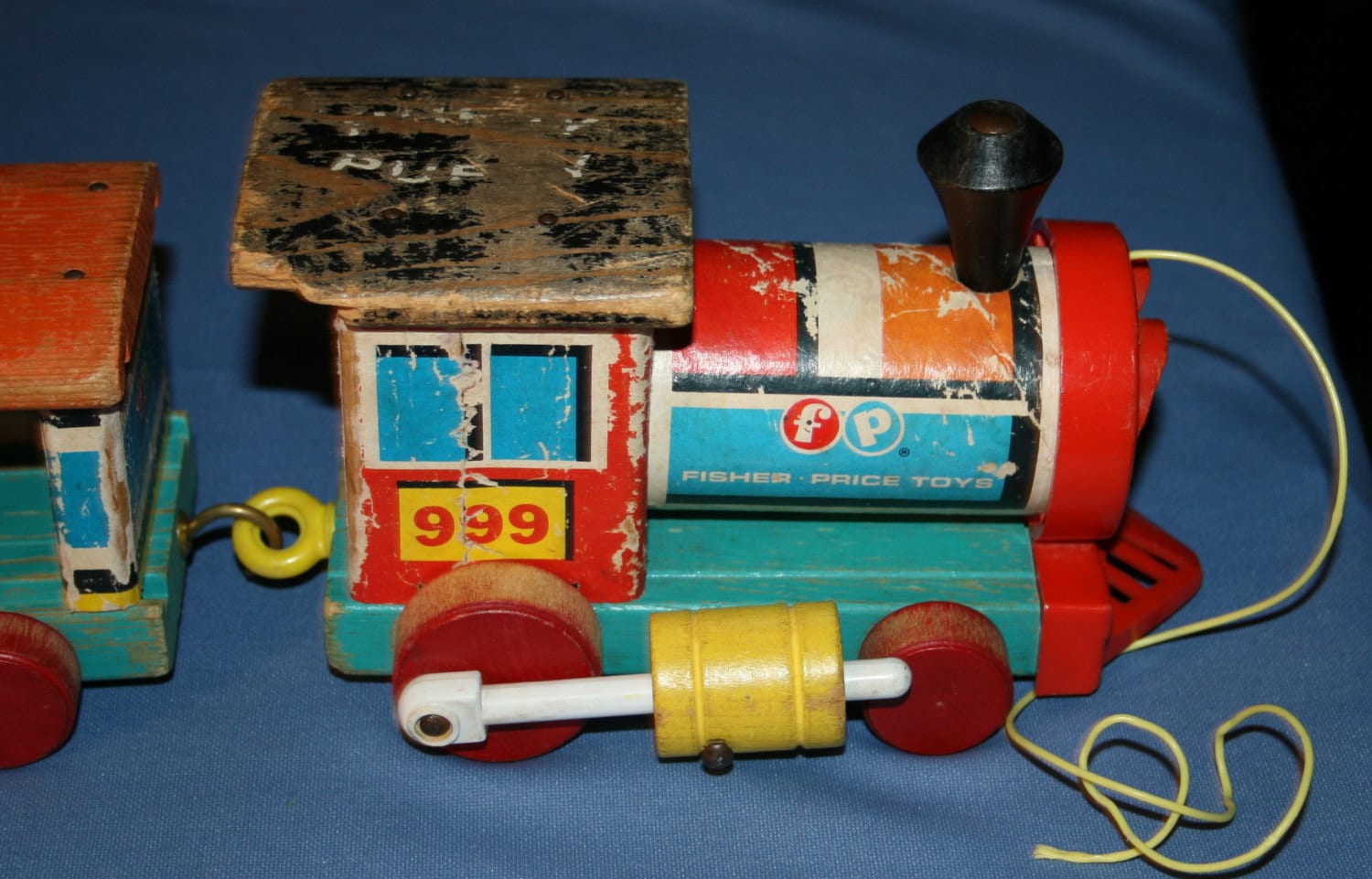 Huffty Raa Raa Train Set Vtg Fisher Price Huffy Puffy Railroad Train 3 Pcs Wood Wooden Pull Toy ...