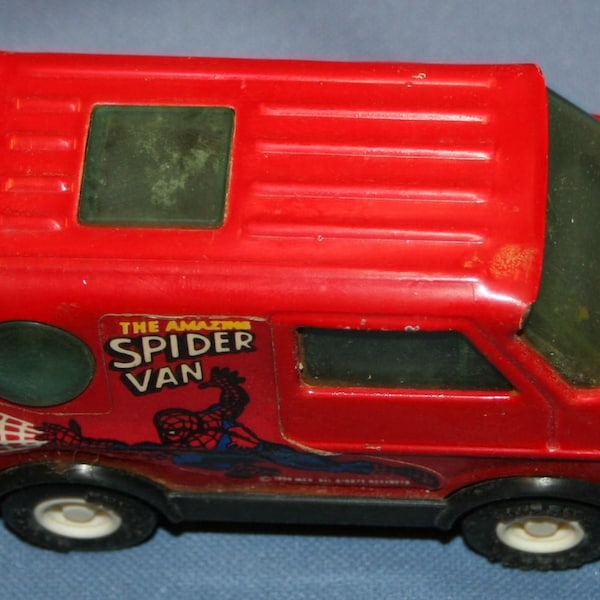 Vtg The Amazing Spider Van Buddy Metal Die Cast Diecast Toy Car  Red Metal Die Cast