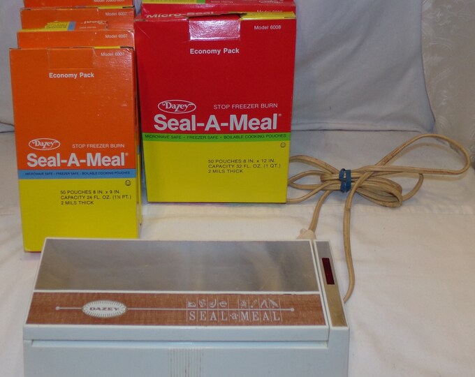 Dazey Model 5000 Seal a Meal W/ New Pouches 8x9 Anc 8 X 12 Vtg Food
