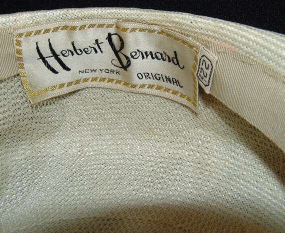 Herbert Bernard New York Womens Vtg Pillbox Hat 22 1/2 White  display picture 1