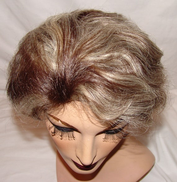 Vtg Modacrylic Wig Salt Pepper Brown White Hair P… - image 2