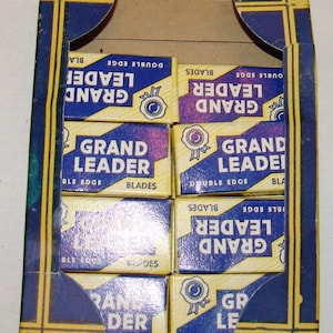 Grand Leader Double Edge Razor Blades w/ Original Box Vtg Barber Old Stock Lot