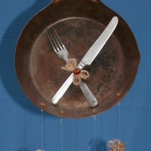 Vintage Flapjack Pfannkuchen Windspiel Frühstück Ahorn Sirup Bernstein Perlen & Twine Land Weihnachten Geschenk