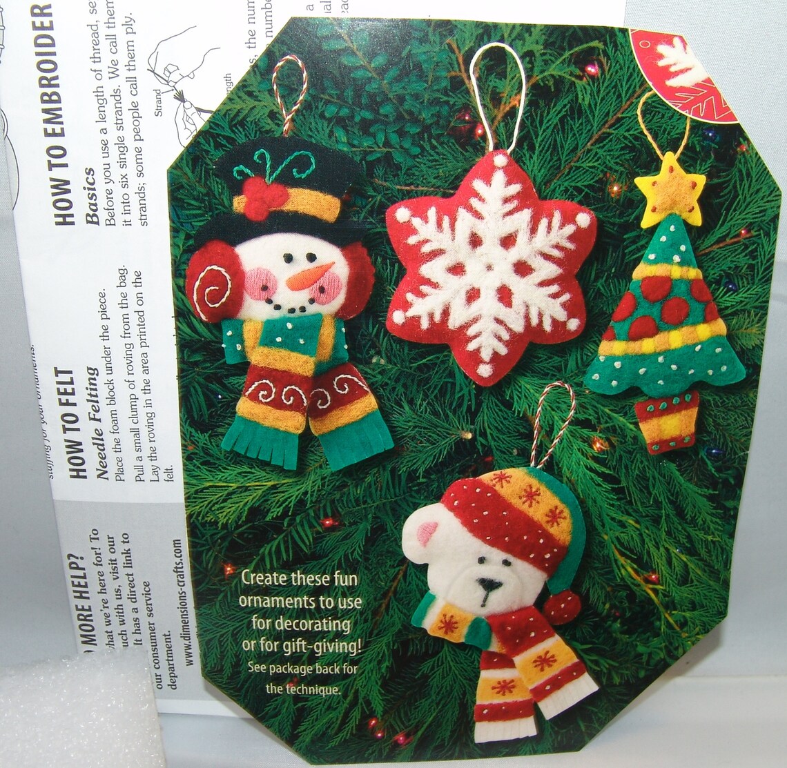 Dimensions Bright Christmas Ornaments Felt Kit New Craft Etsy